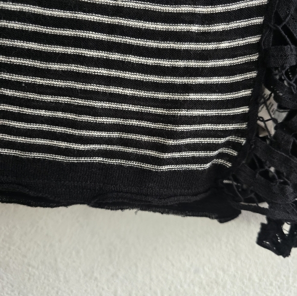 Free People Linen Blend Crochet Love Me Do Blouse Top Sz M Stripe Oversize - Picture 11 of 16